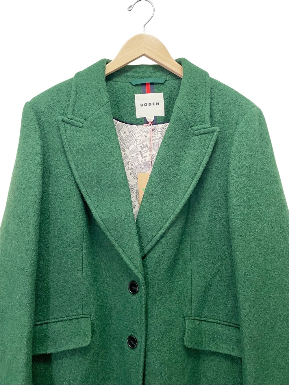 NWT Boden Edinburgh Wool Coat US 20-22R Emerald Green Long Overcoat - Picture 6 of 16